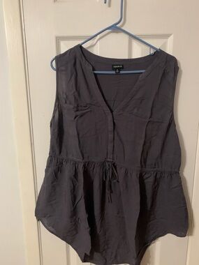 torrid Charcoal Gray Sleeveless V-Neck Peplum Tunic